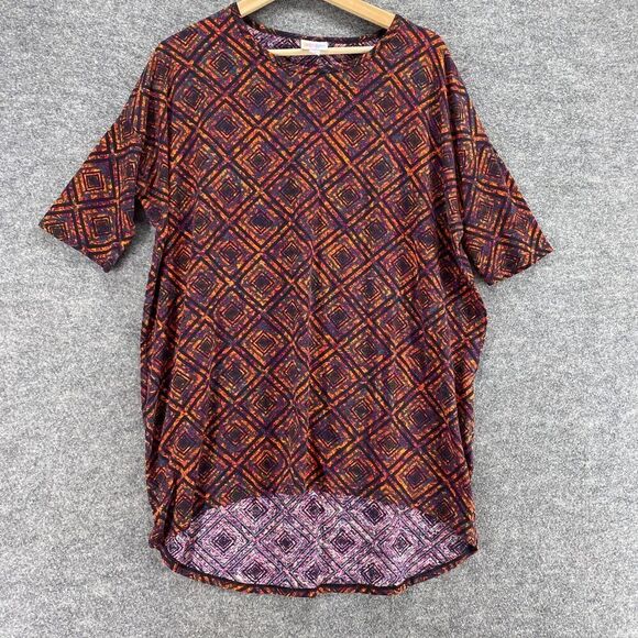 5/$45 LulaRoe T-Shirt Women S Small Orange Geometric Short Sleeve Round Neck - Picture 1 of 9